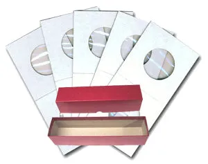 2x2 Cardboard Coin Holders for Dimes, 18mm or .70" with Red Storage Box