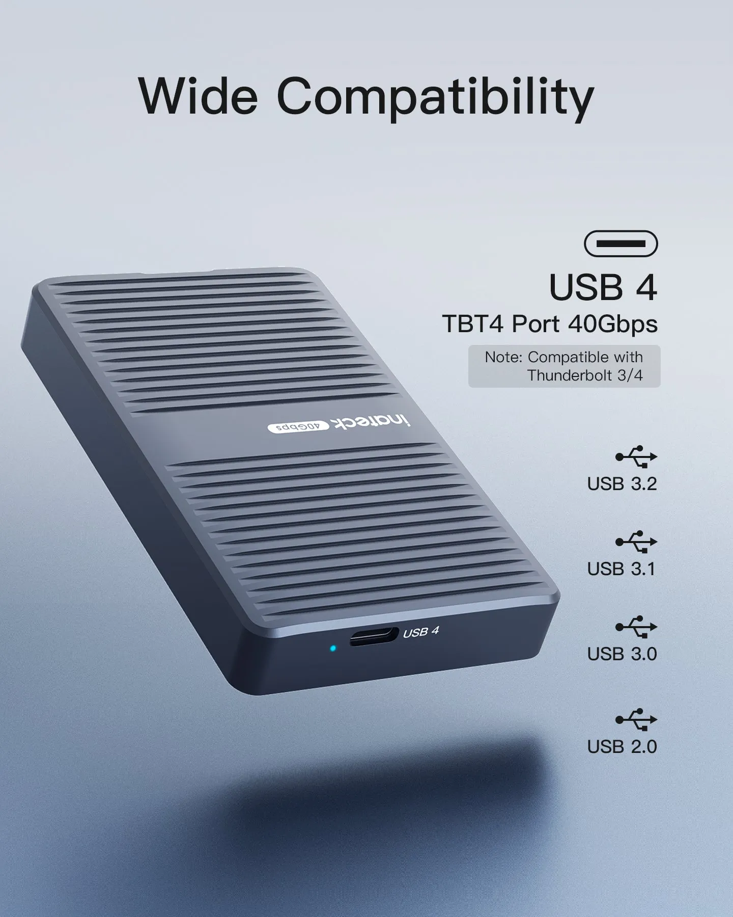 40Gbps M.2 NVMe SSD Aluminum Enclosure, USB4.0/Thunderbolt 3/4, FE2029