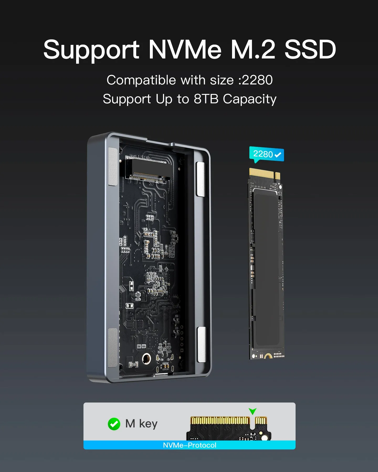40Gbps M.2 NVMe SSD Aluminum Enclosure, USB4.0/Thunderbolt 3/4, FE2029