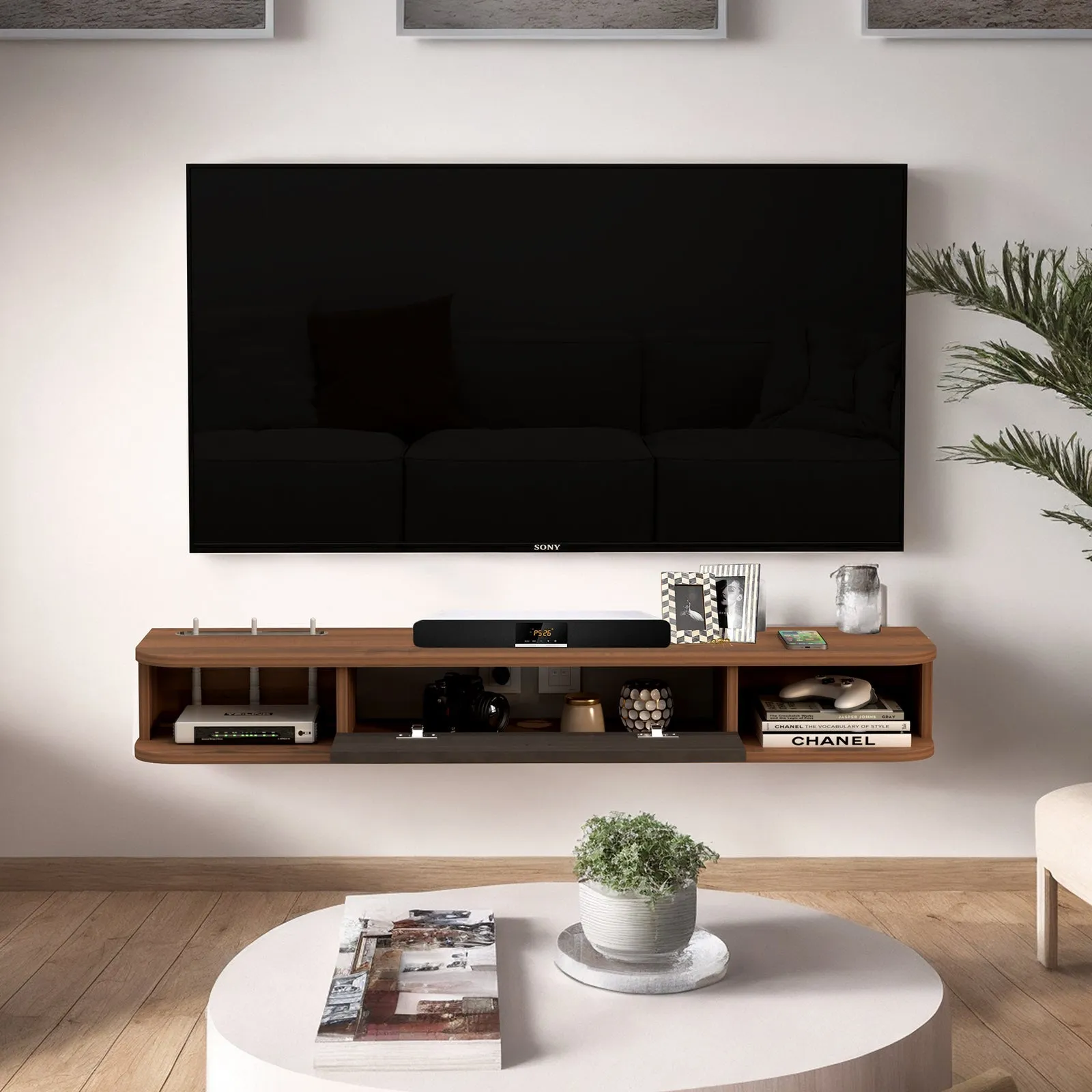 47" Eclan Floating TV Stand, Walnut