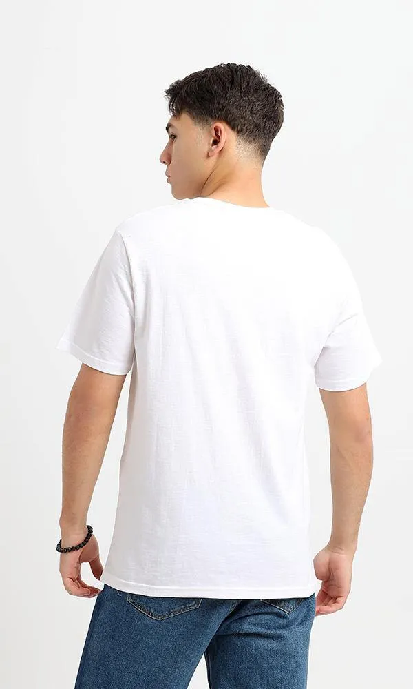 95193 Short Sleeves White Printed Round Neck Tee