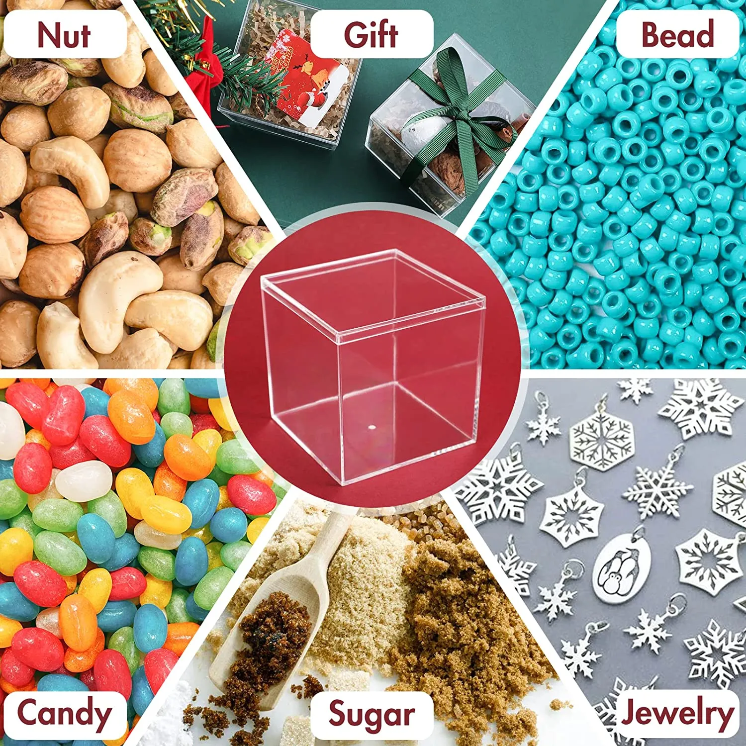 Acrylic Gift Box Square 5x5x5cm Super Transparent with Flip Lid