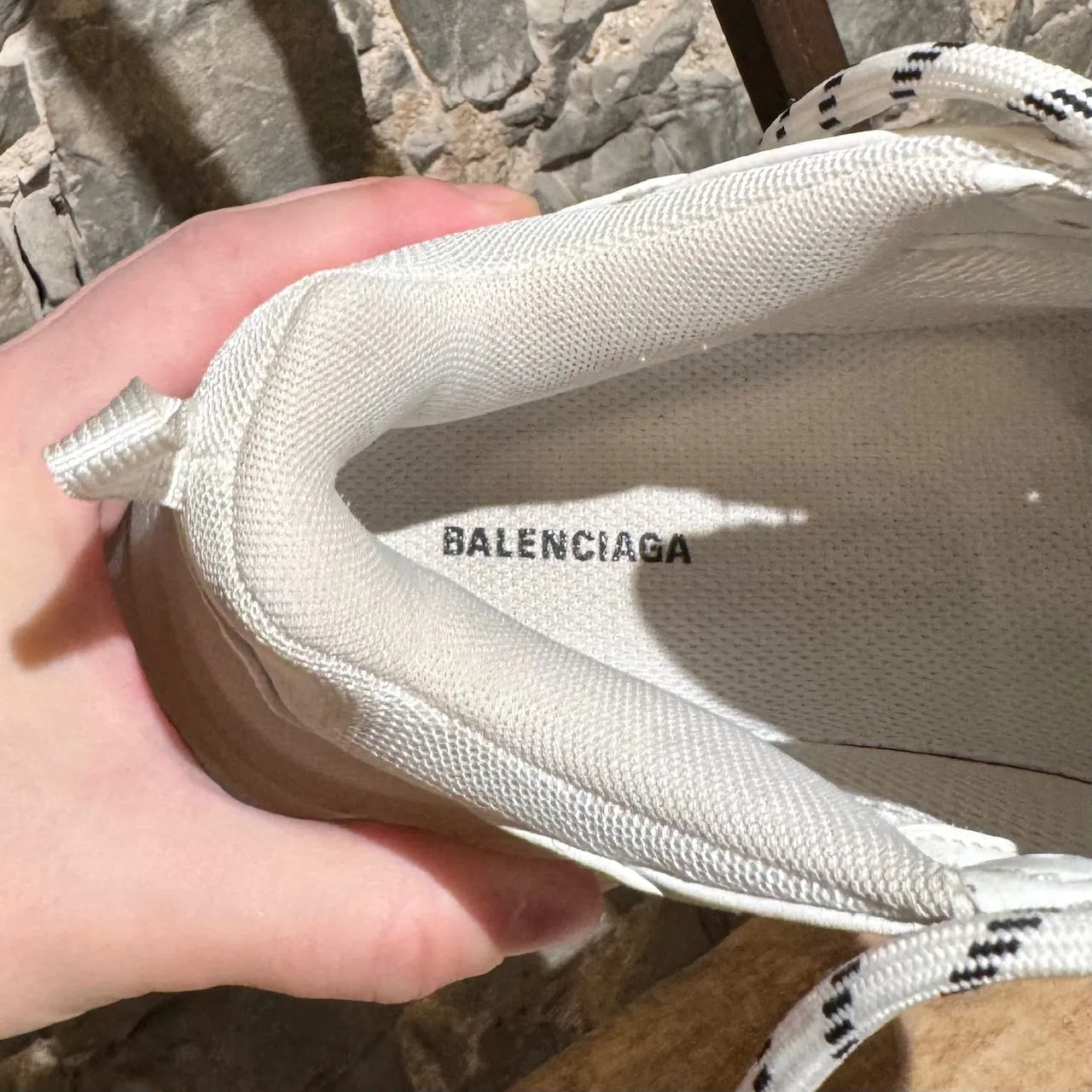 Balenciaga White Triple S Clear Soles Chunky Sneakers