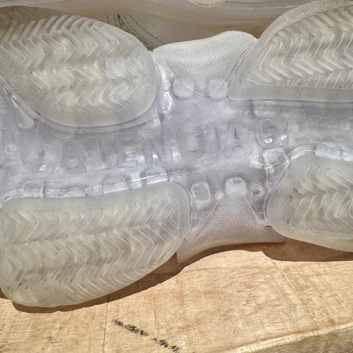 Balenciaga White Triple S Clear Soles Chunky Sneakers