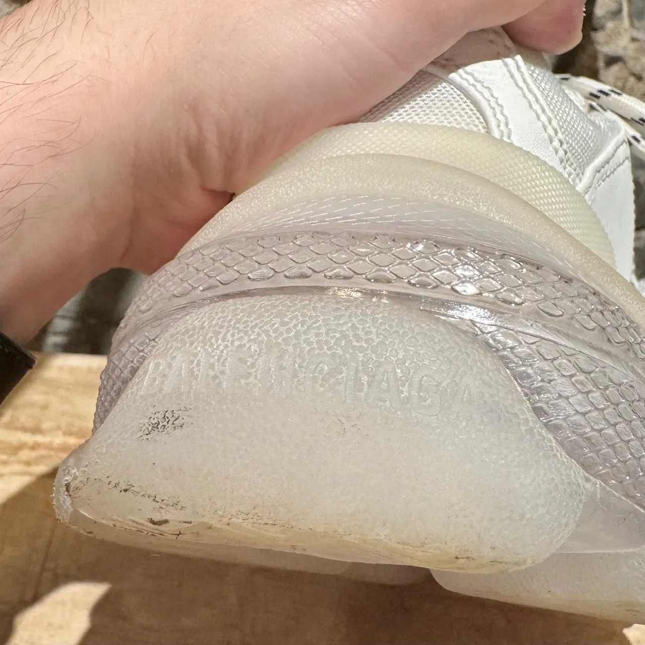 Balenciaga White Triple S Clear Soles Chunky Sneakers