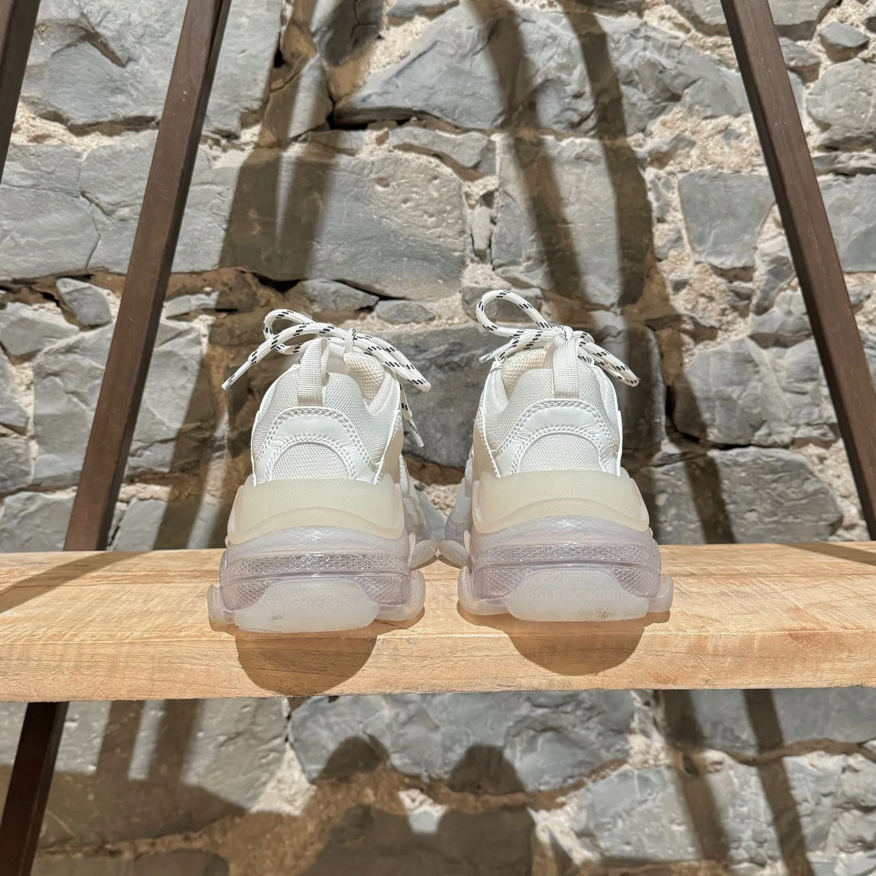 Balenciaga White Triple S Clear Soles Chunky Sneakers