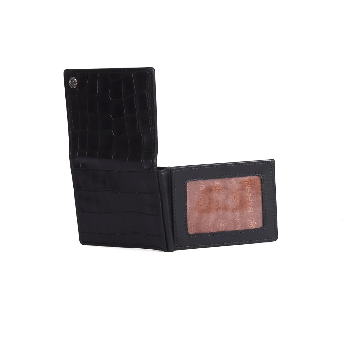 Bi-Fold Wallet with Flip Up Single Window ID in Black Leather