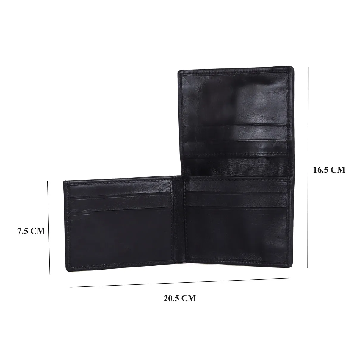 Bi-Fold Wallet with Flip Up Single Window ID in Black Leather