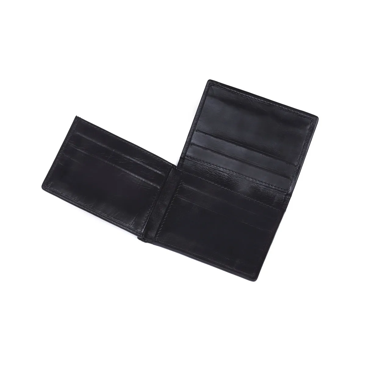 Bi-Fold Wallet with Flip Up Single Window ID in Black Leather