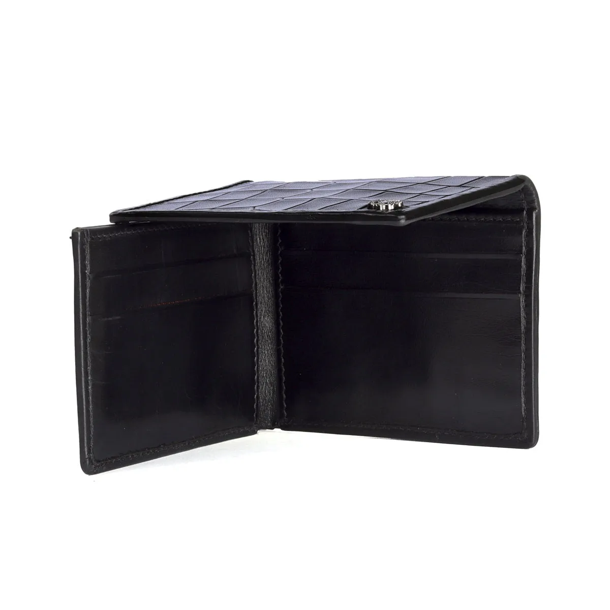 Bi-Fold Wallet with Flip Up Single Window ID in Black Leather
