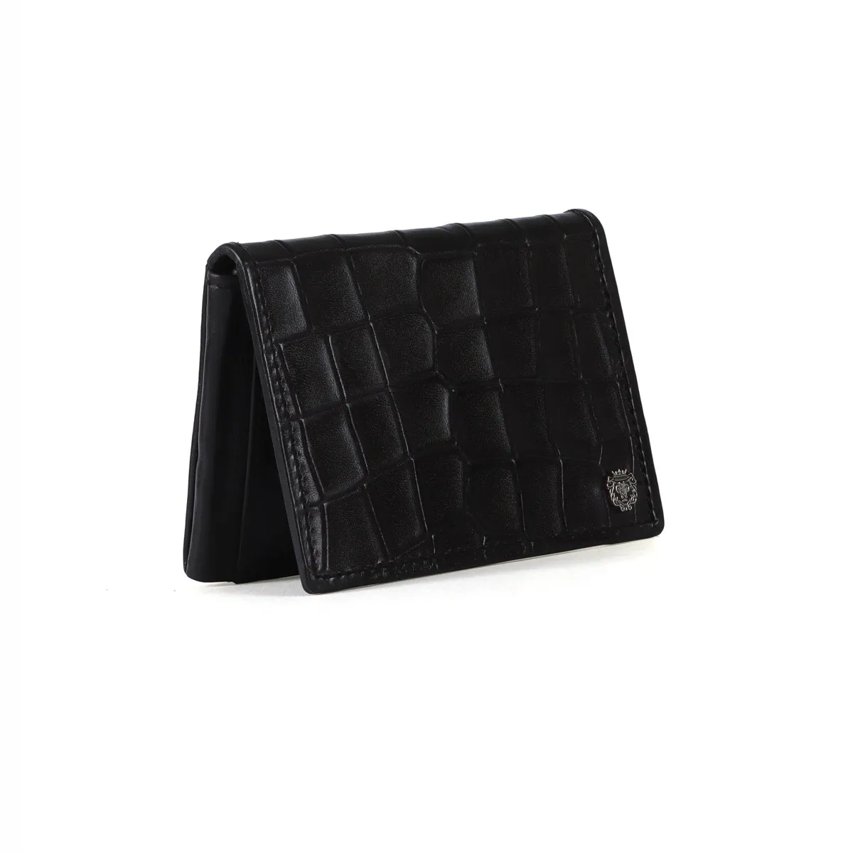 Bi-Fold Wallet with Flip Up Single Window ID in Black Leather