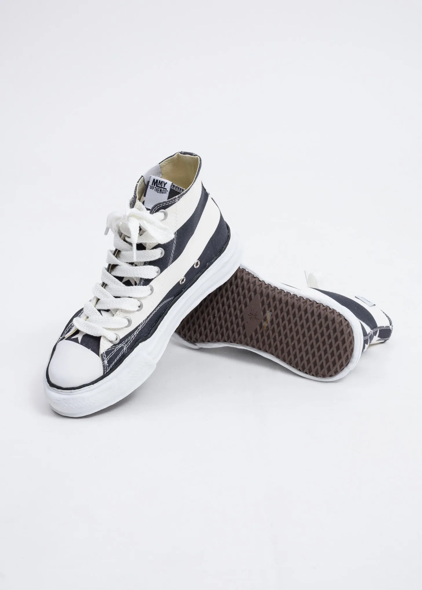 Black and White Stars and Stripes High Top Original Sole Sneaker