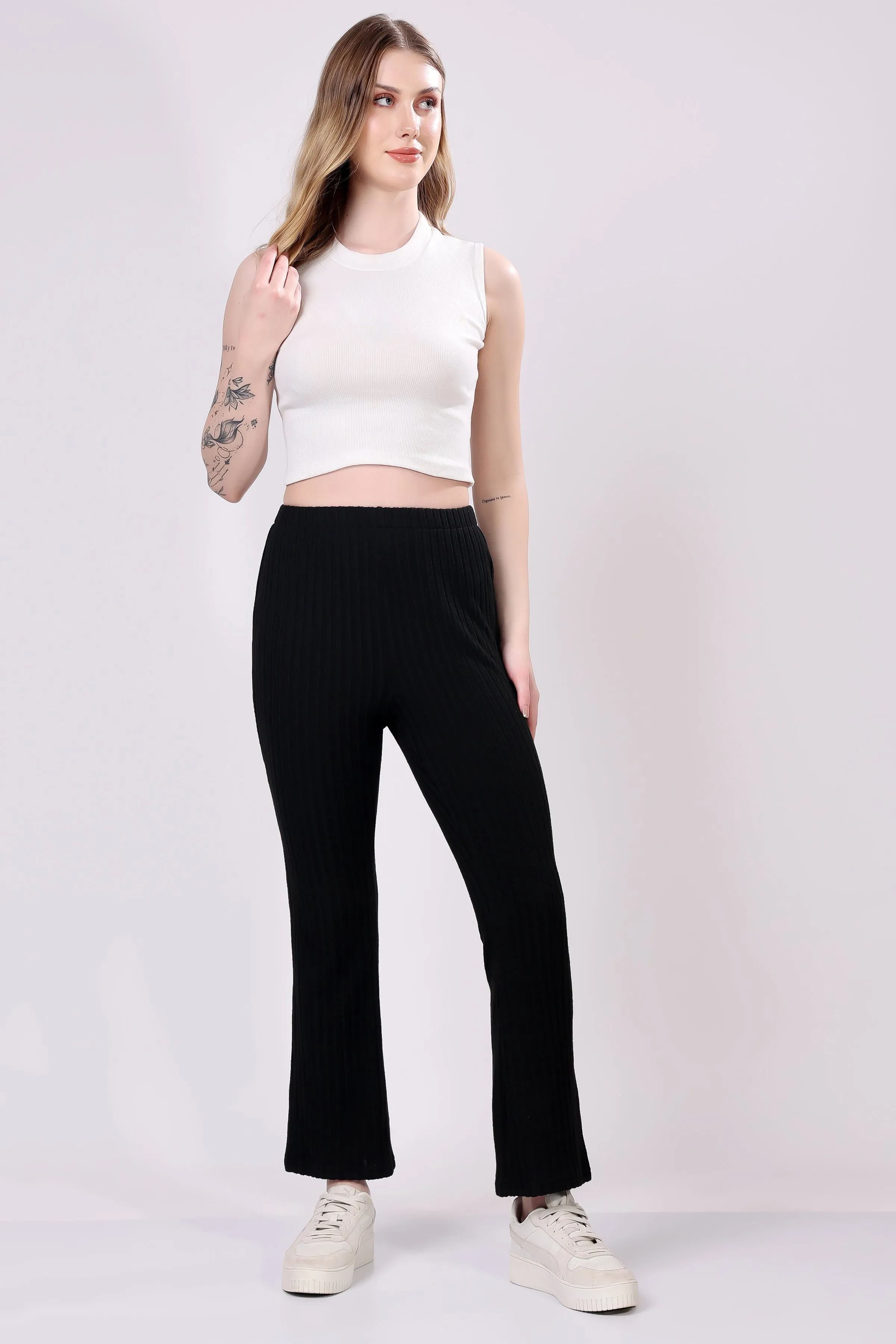 Black Ribbed Lounge Pants
