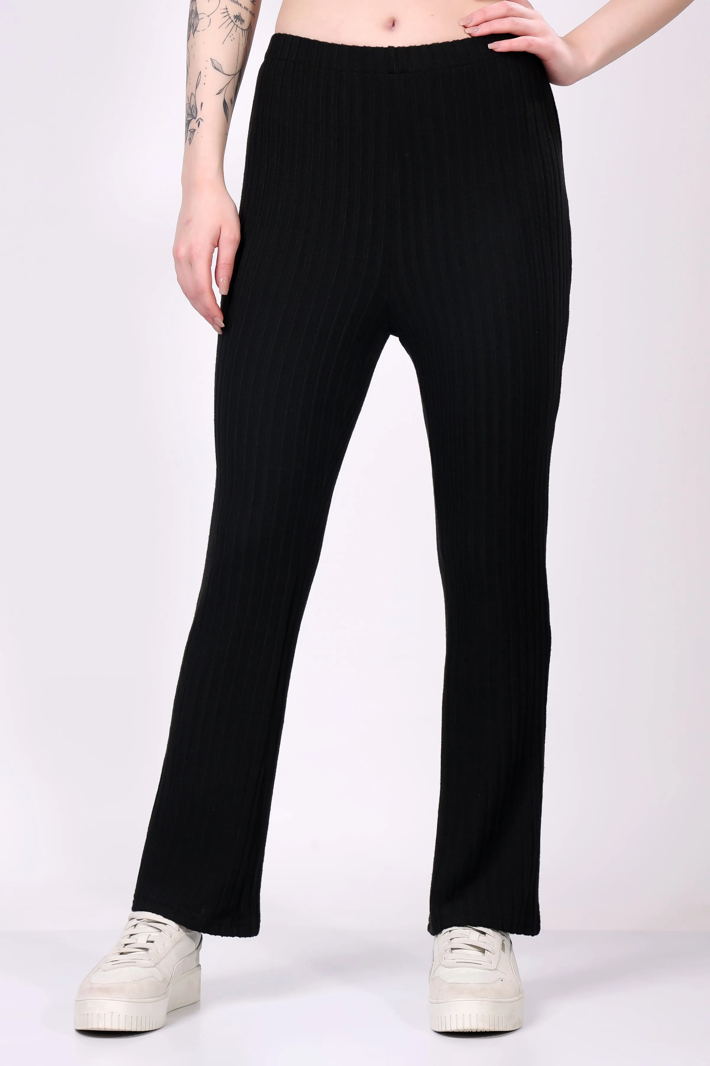 Black Ribbed Lounge Pants