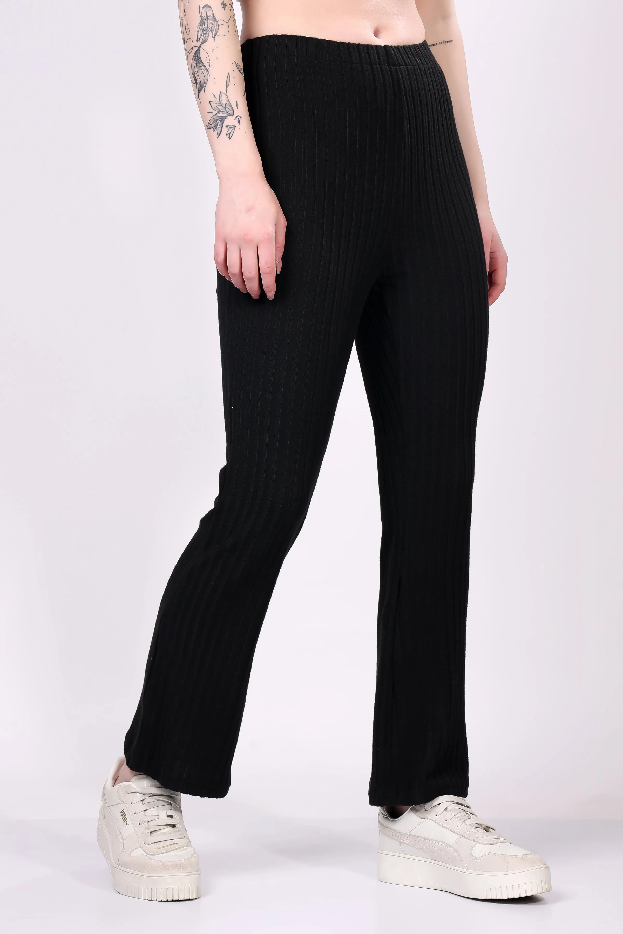 Black Ribbed Lounge Pants