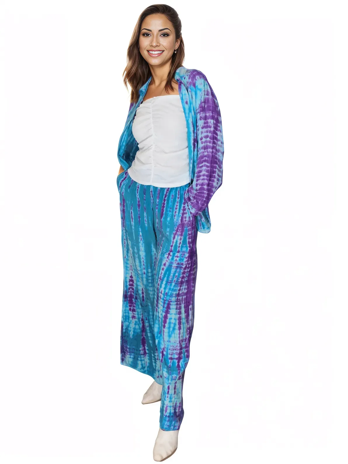 Blue Boho Tie-Dye Pants Set – Cozy, Chic & Effortlessly Stylish