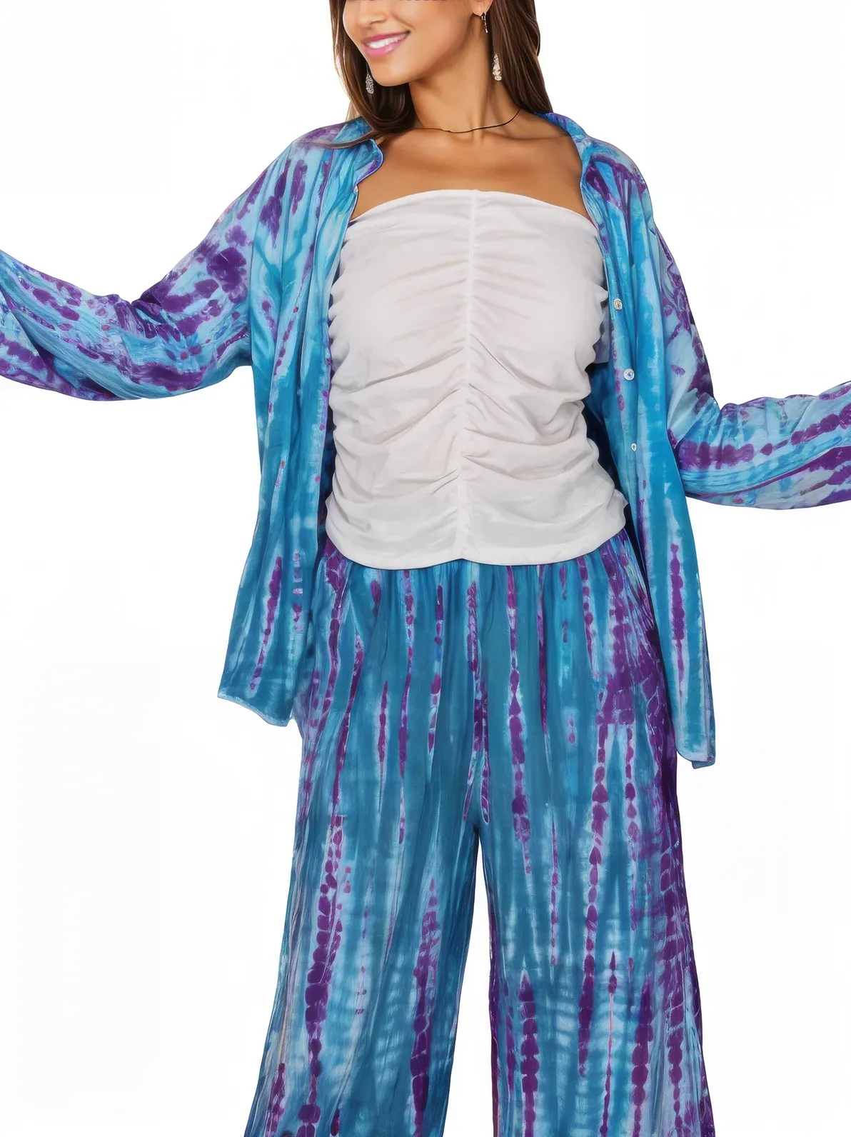 Blue Boho Tie-Dye Pants Set – Cozy, Chic & Effortlessly Stylish