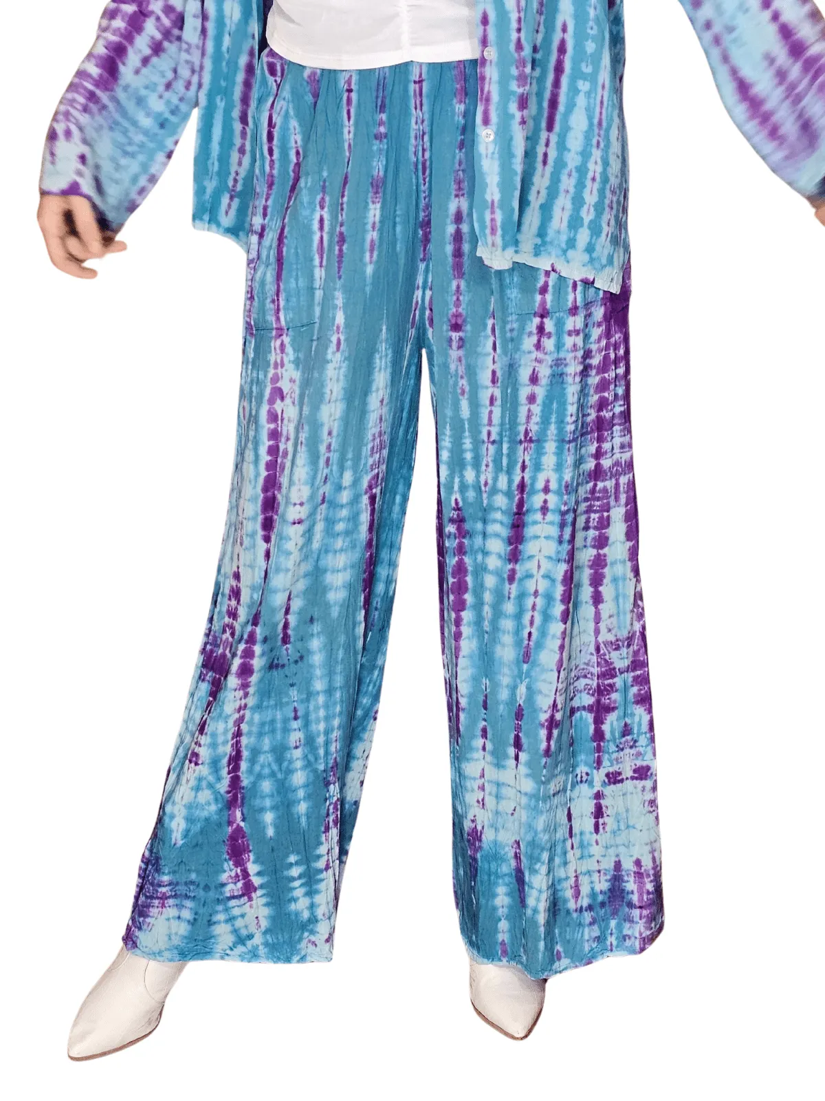 Blue Boho Tie-Dye Pants Set – Cozy, Chic & Effortlessly Stylish