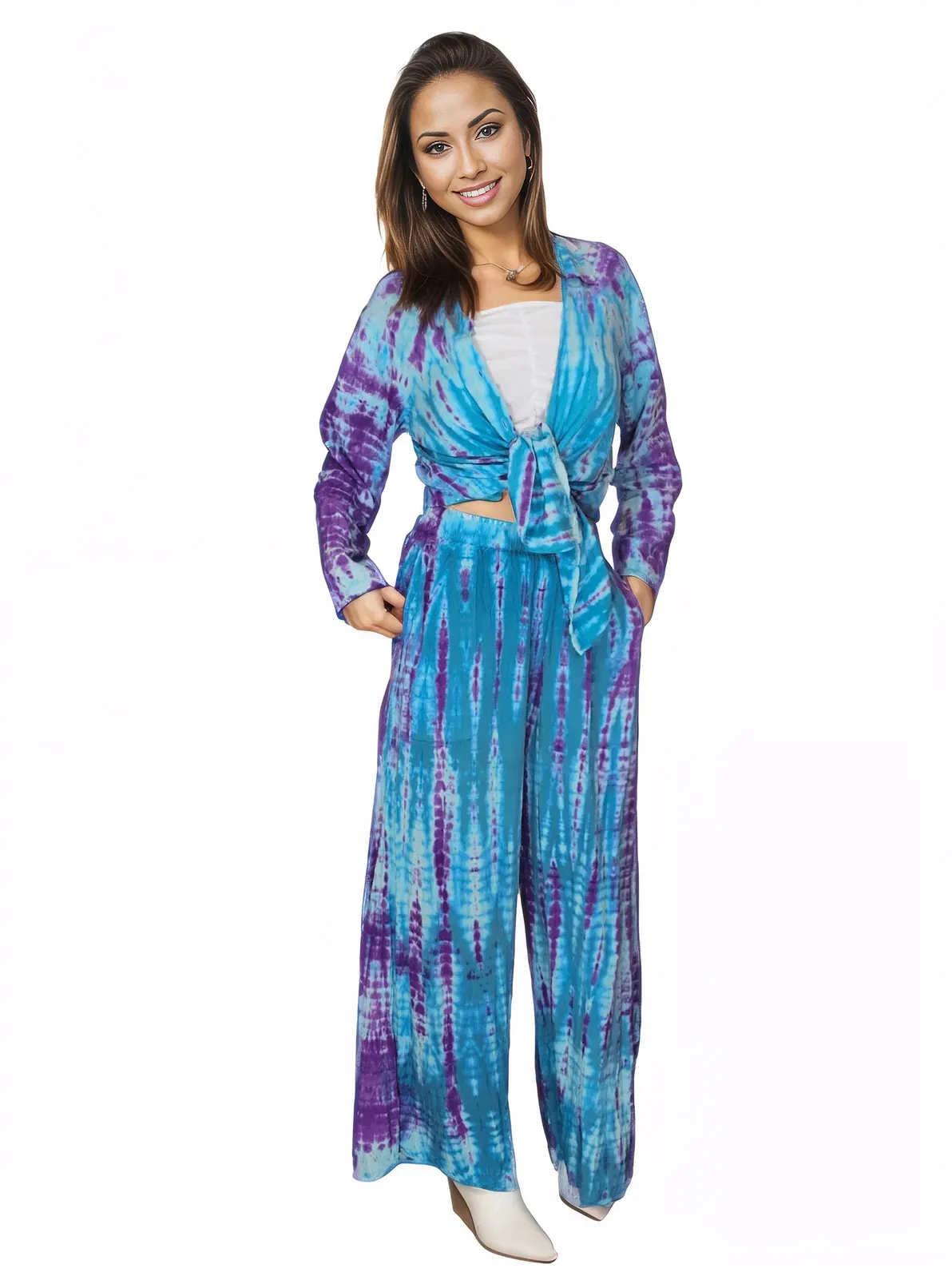 Blue Boho Tie-Dye Pants Set – Cozy, Chic & Effortlessly Stylish