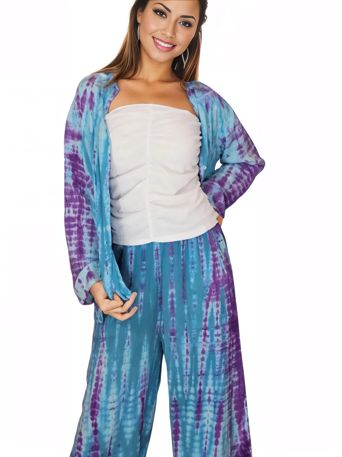 Blue Boho Tie-Dye Pants Set – Cozy, Chic & Effortlessly Stylish