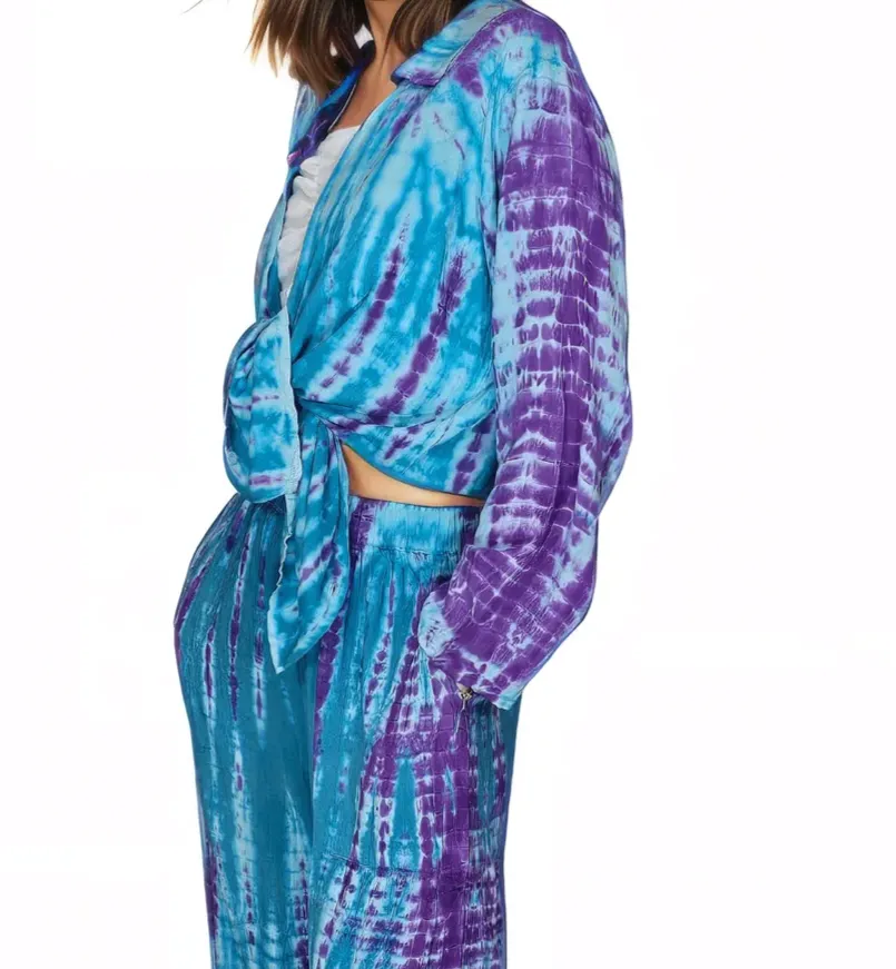 Blue Boho Tie-Dye Pants Set – Cozy, Chic & Effortlessly Stylish