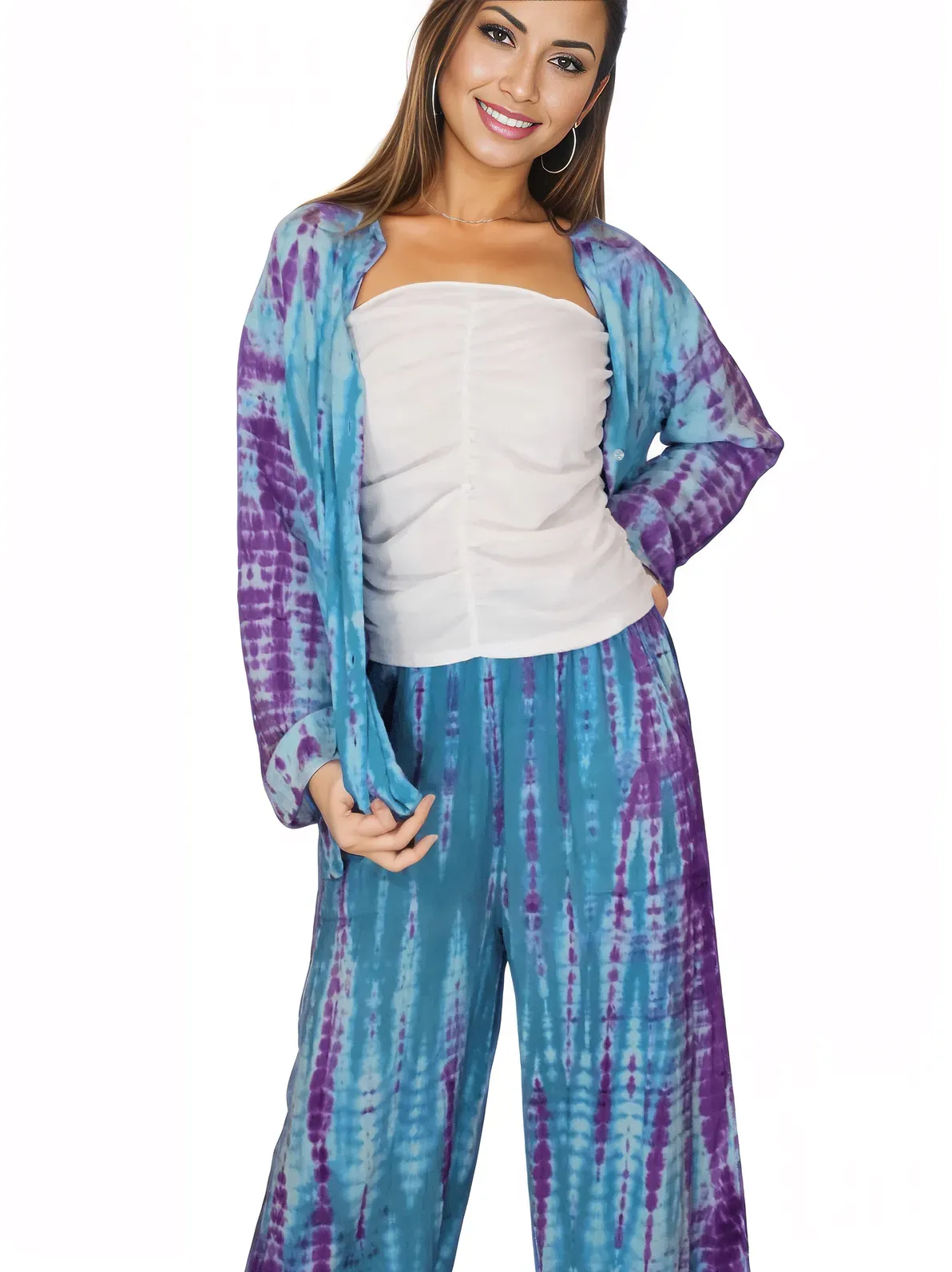 Blue Boho Tie-Dye Pants Set – Cozy, Chic & Effortlessly Stylish