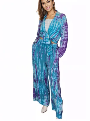 Blue Boho Tie-Dye Pants Set – Cozy, Chic & Effortlessly Stylish