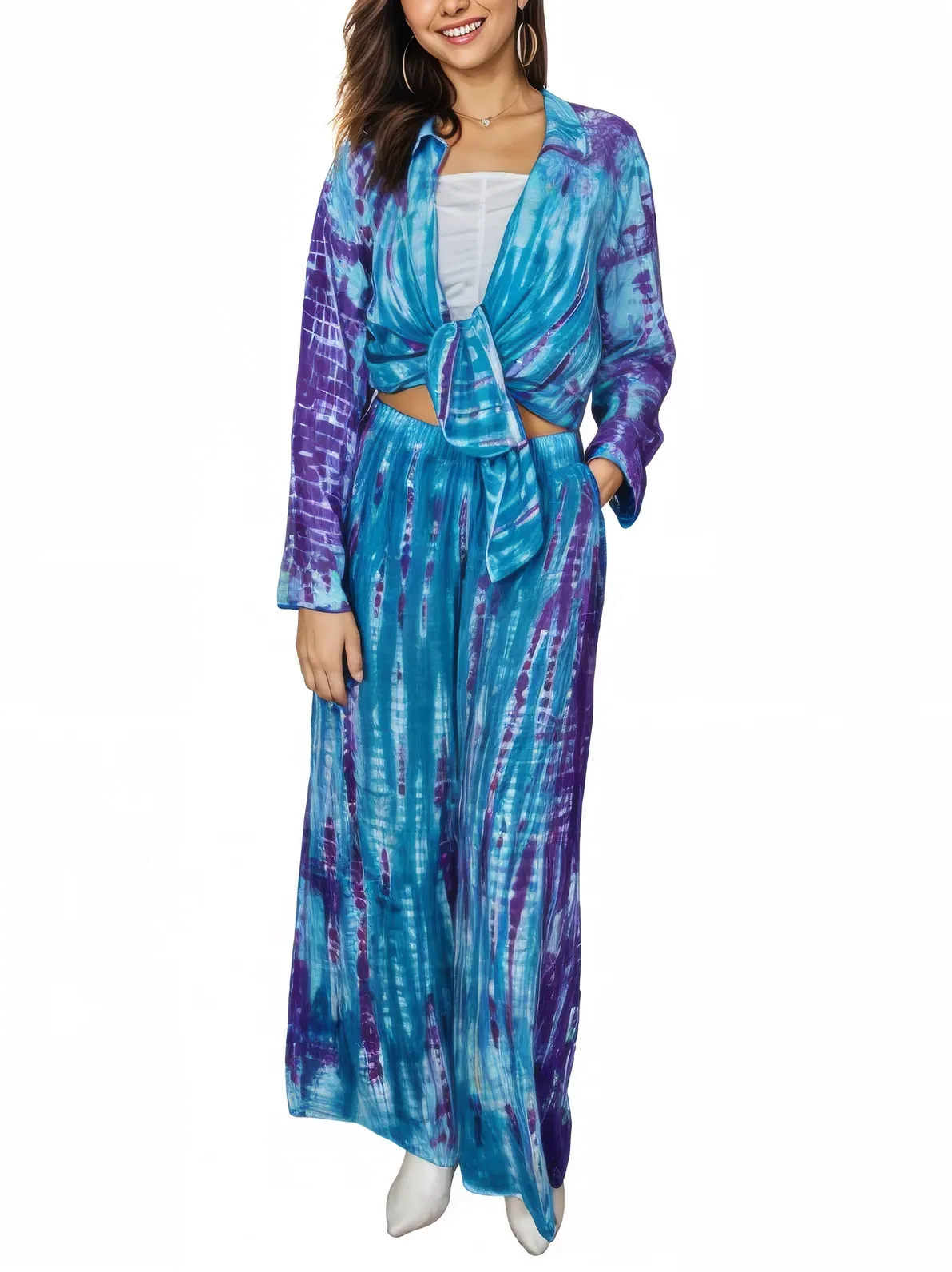 Blue Boho Tie-Dye Pants Set – Cozy, Chic & Effortlessly Stylish
