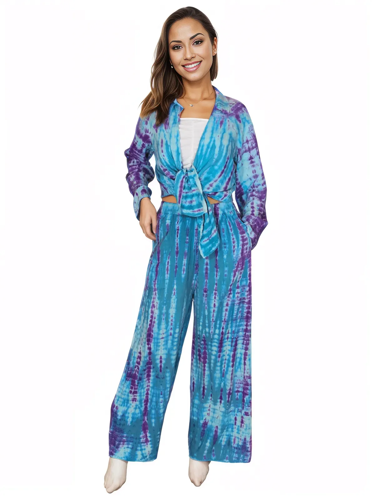 Blue Boho Tie-Dye Pants Set – Cozy, Chic & Effortlessly Stylish