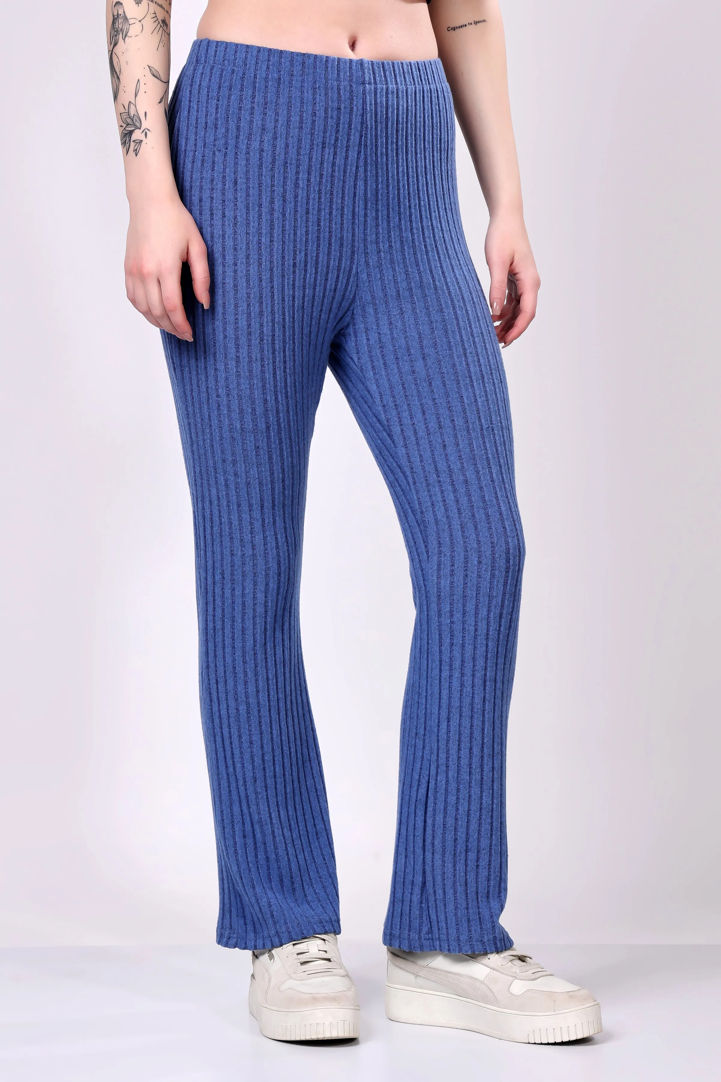 Blue Ribbed Lounge Pants