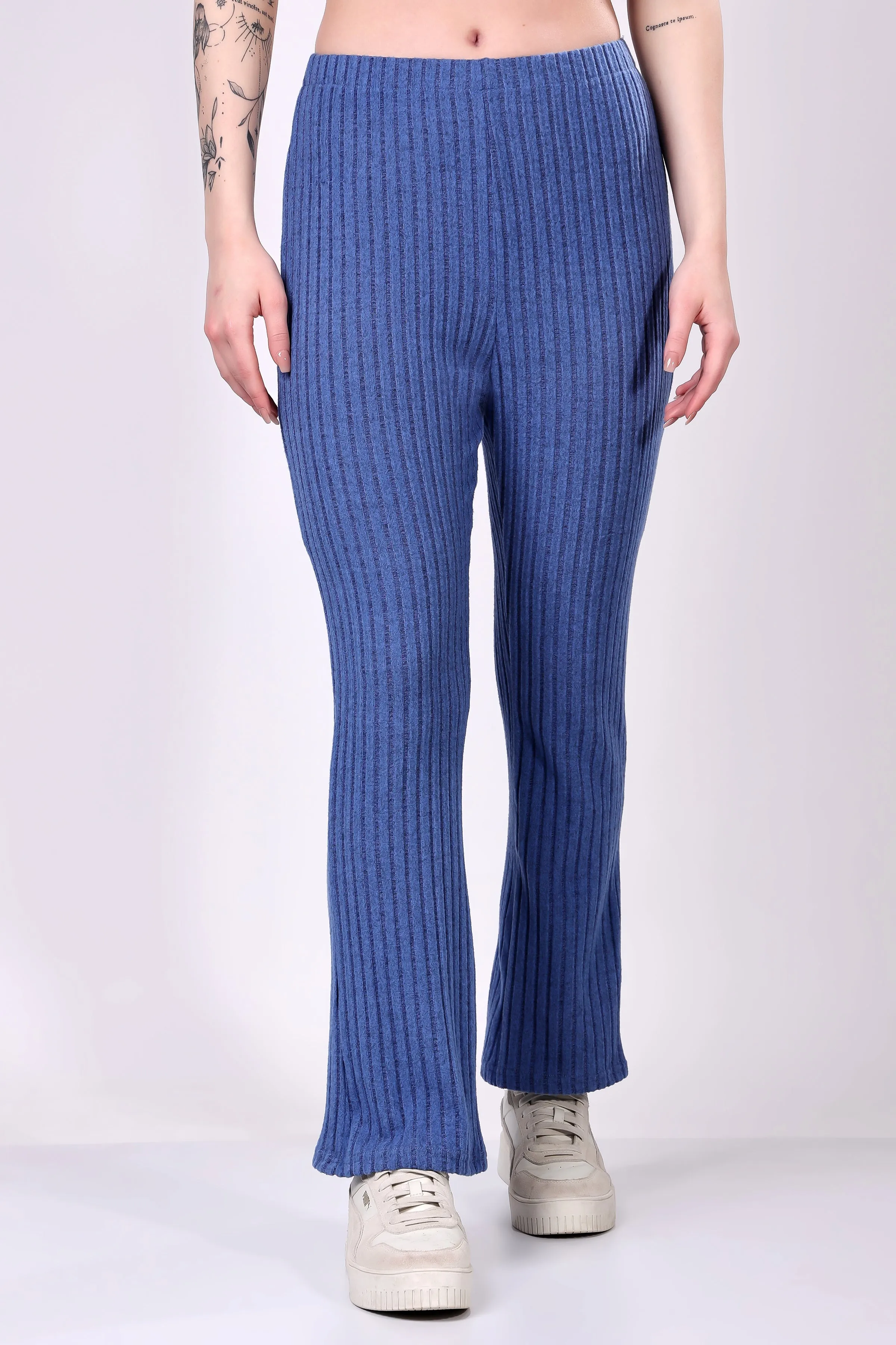 Blue Ribbed Lounge Pants