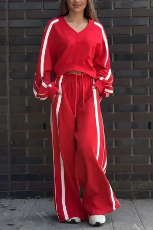 Casual Striped T-Shirt & Sweatpants Set