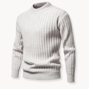 Chunky Waffle Knit Sweater with Mock Neck
