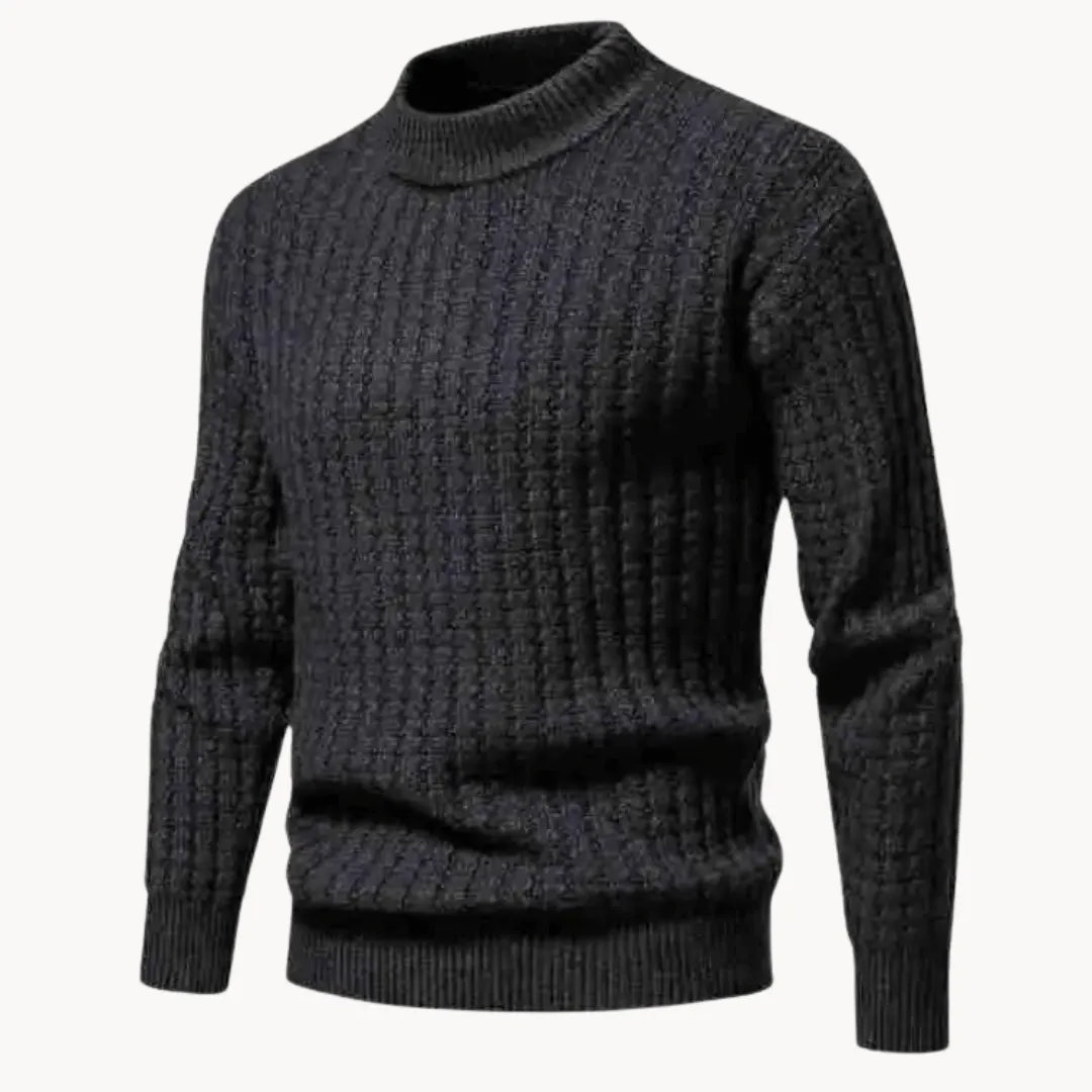Chunky Waffle Knit Sweater with Mock Neck