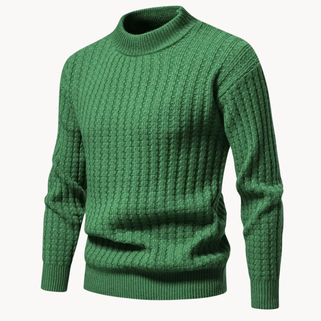 Chunky Waffle Knit Sweater with Mock Neck