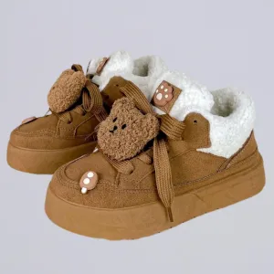 *CLEARANCE* Ultra Chunky Plush Bear Brown Sneakers - Women's