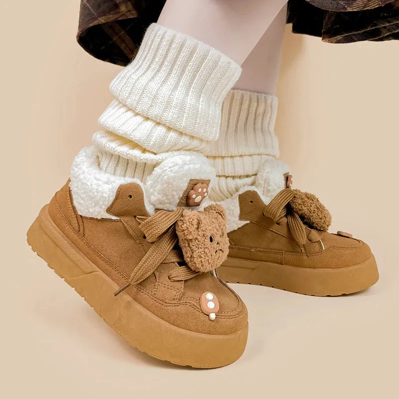 *CLEARANCE* Ultra Chunky Plush Bear Brown Sneakers - Women's