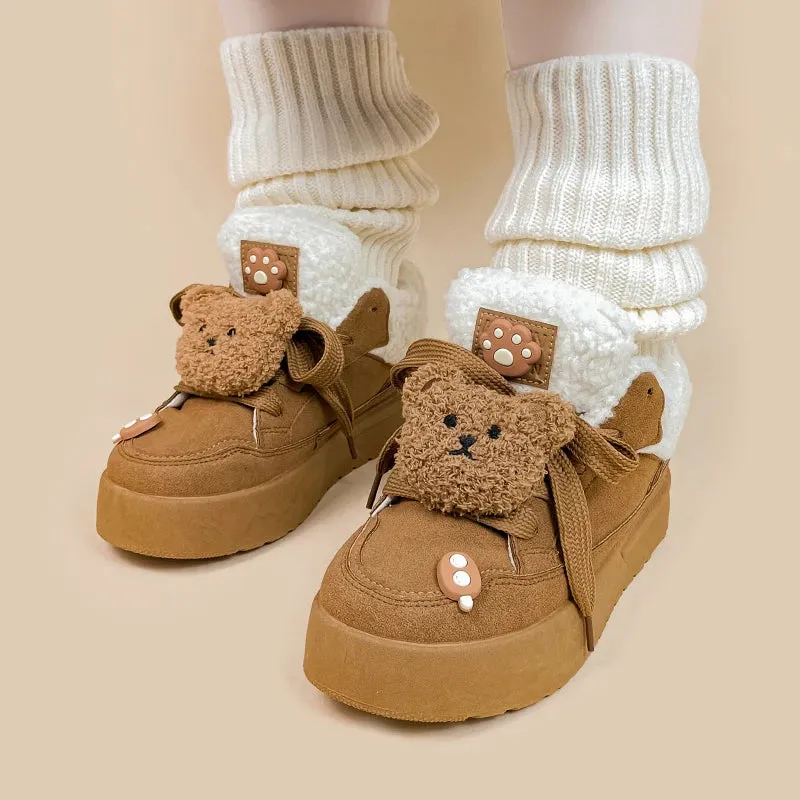 *CLEARANCE* Ultra Chunky Plush Bear Brown Sneakers - Women's