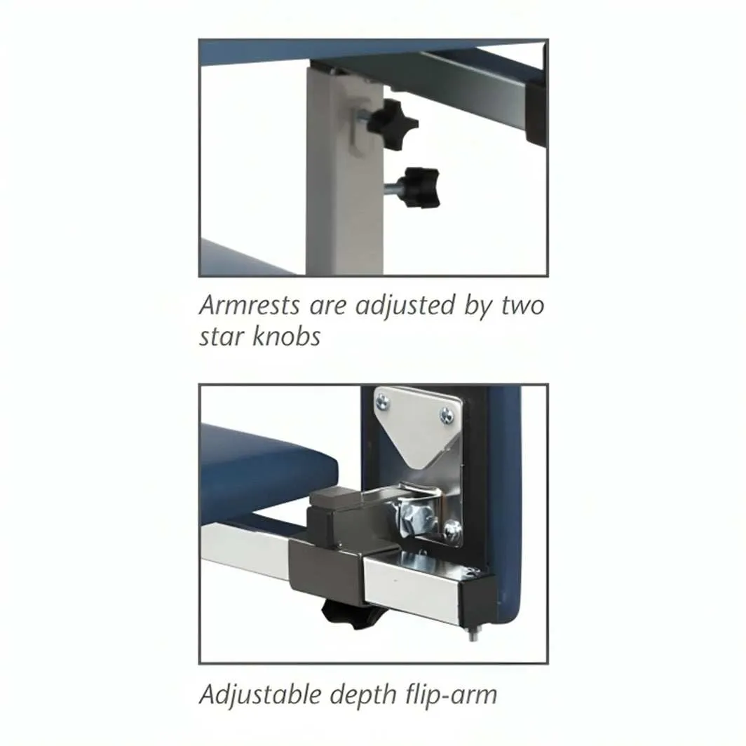 Clinton Power Series Bariatric Blood Draw Chair with Padded Arm Flip Arm and Drawer