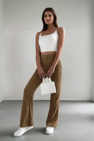 Coffee Tan Ribbed Lounge Pants