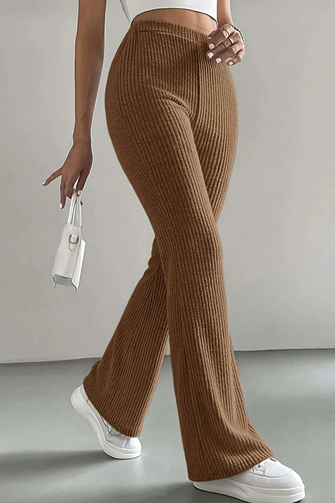 Coffee Tan Ribbed Lounge Pants