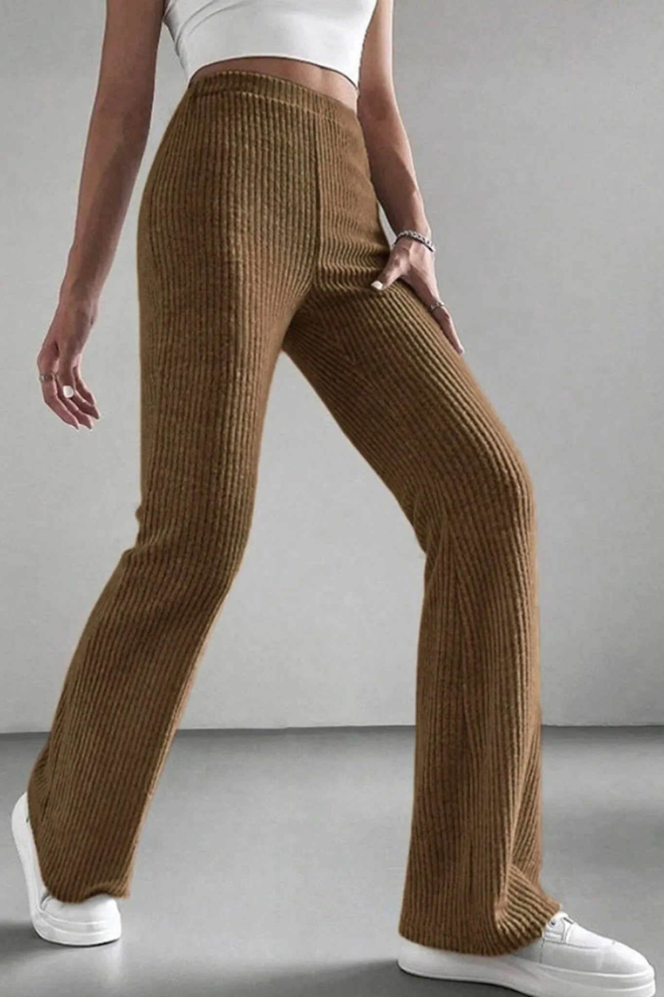 Coffee Tan Ribbed Lounge Pants