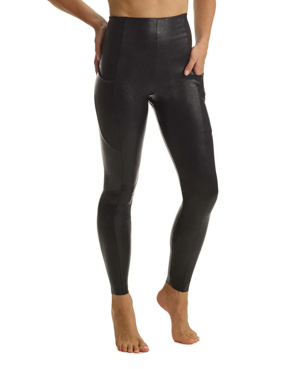 Commando Faux Leather Pocket Legging - Black