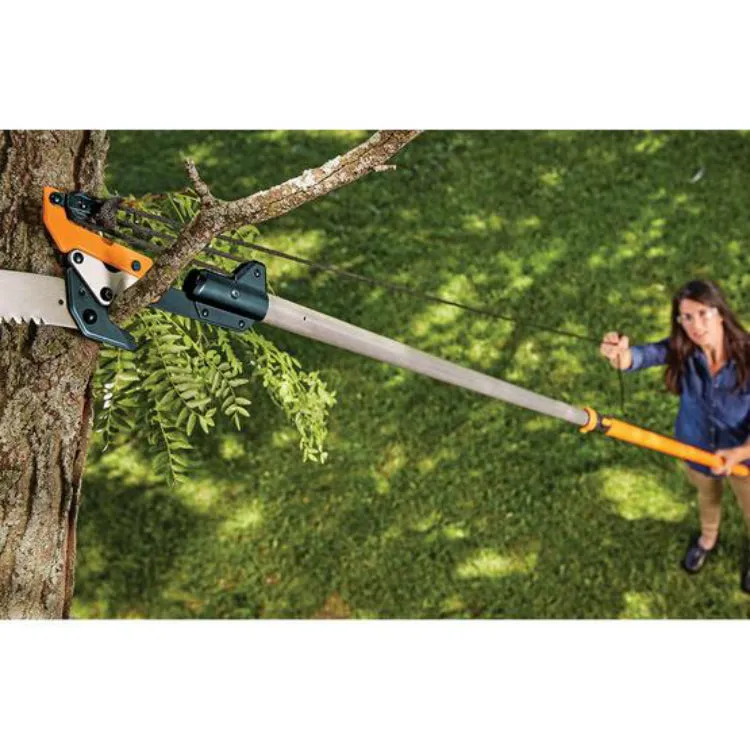 Fiskars 393981-1001 Power-Lever Extendable Pole Saw & Pruner, 7'-14'