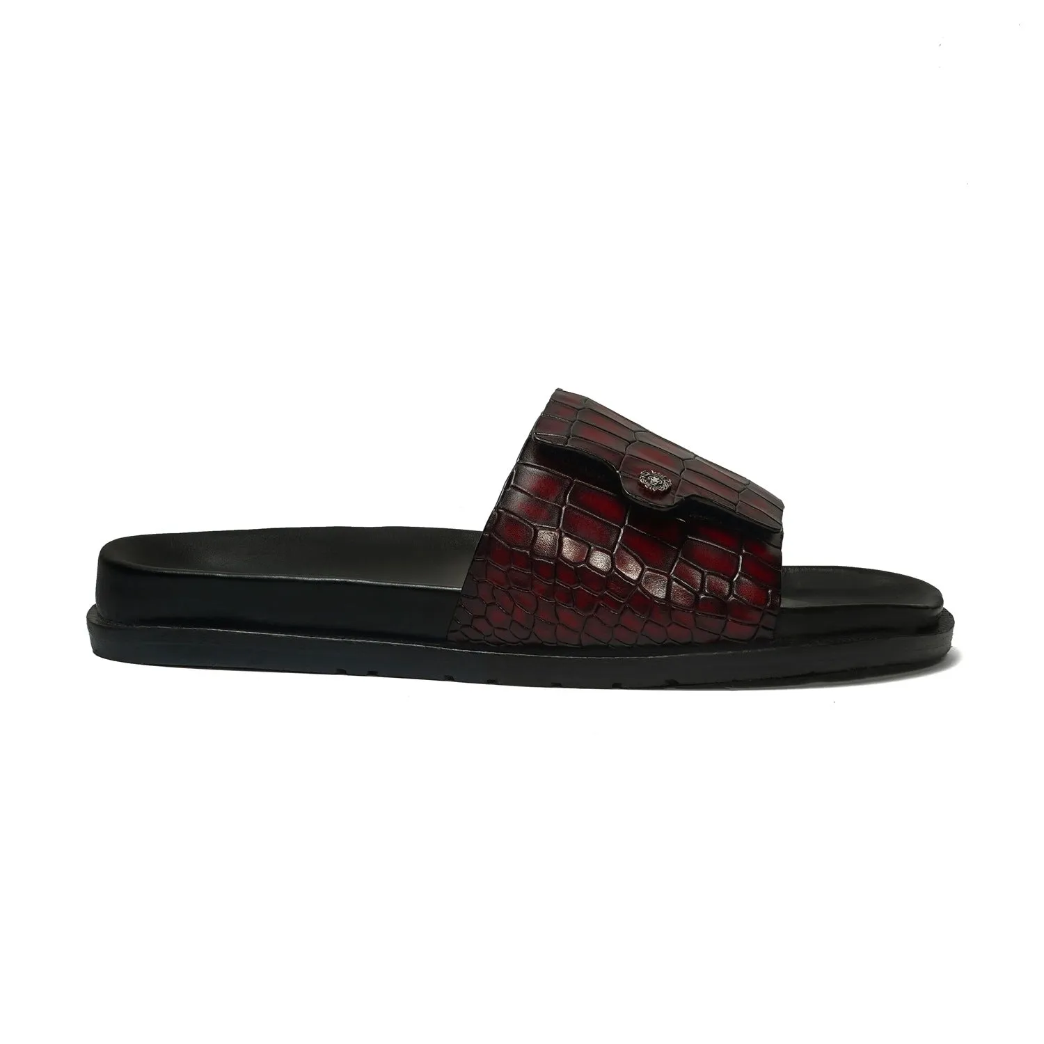 Flip-Flop Slider Slippers with Adjustable Wine Strap