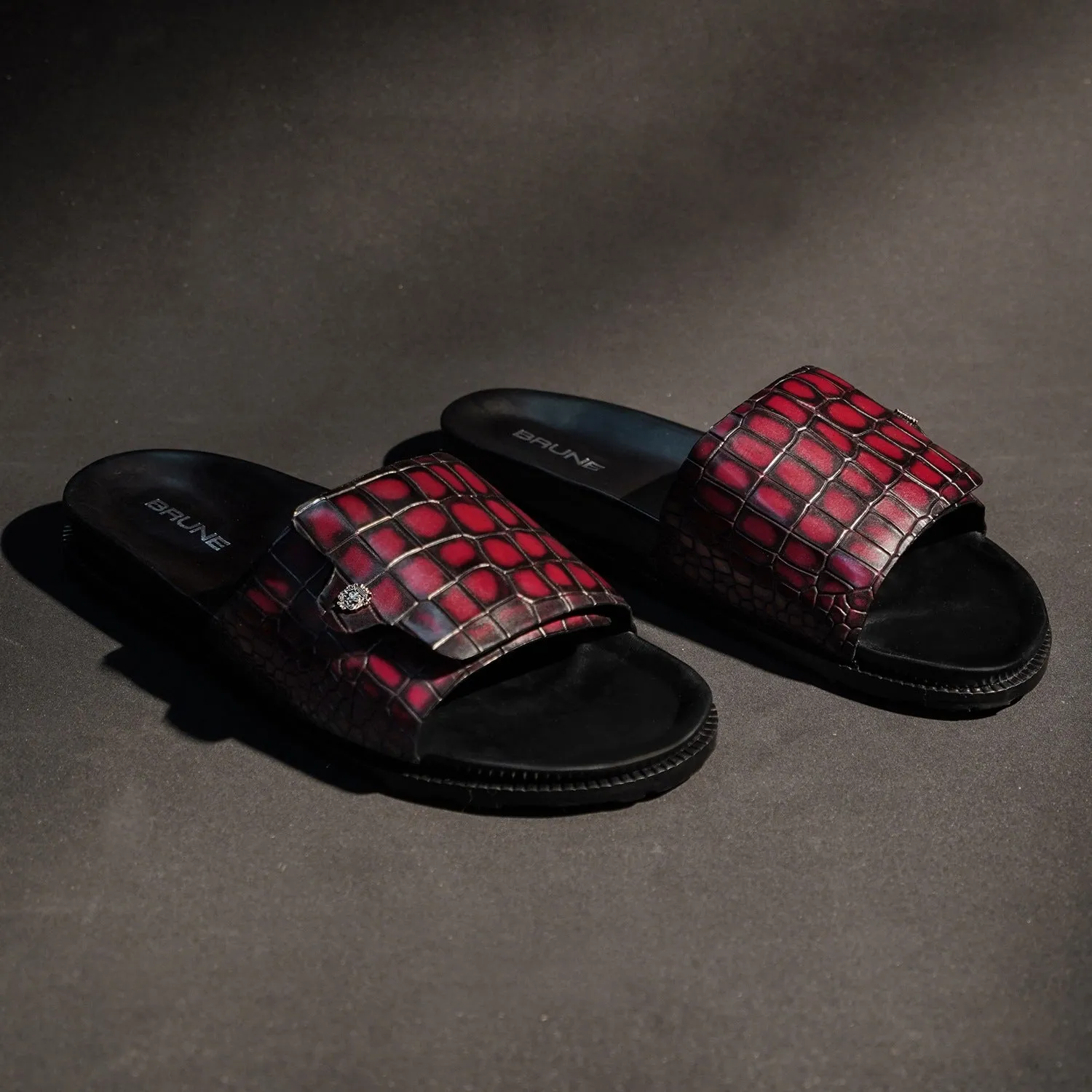 Flip-Flop Slider Slippers with Adjustable Wine Strap
