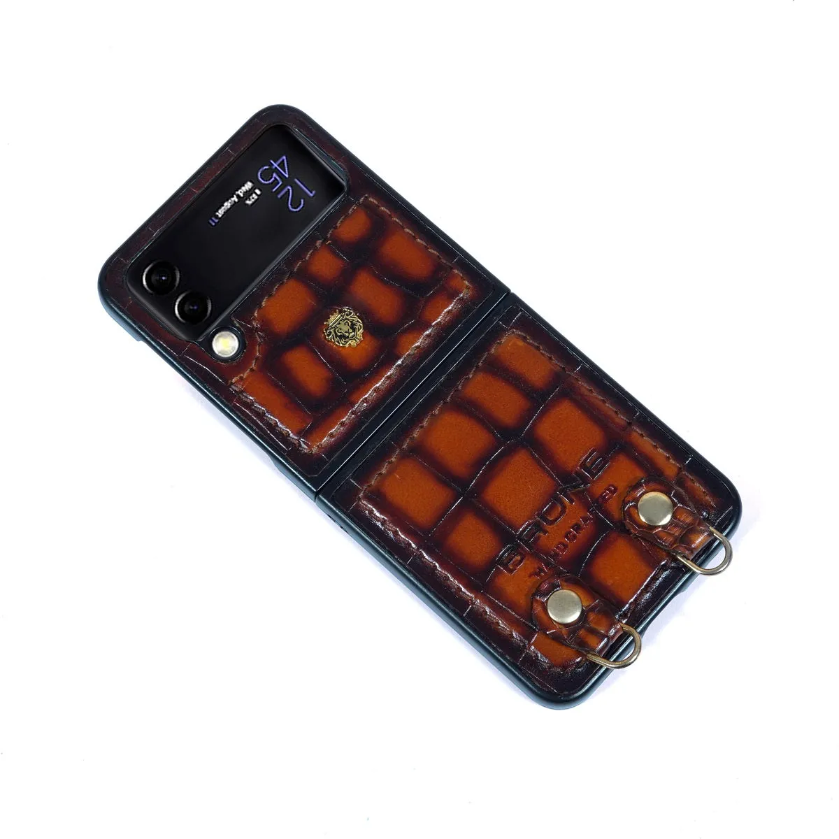 Galaxy Flip Series Mobile Cover in Smokey Tan Deep Cut Leather