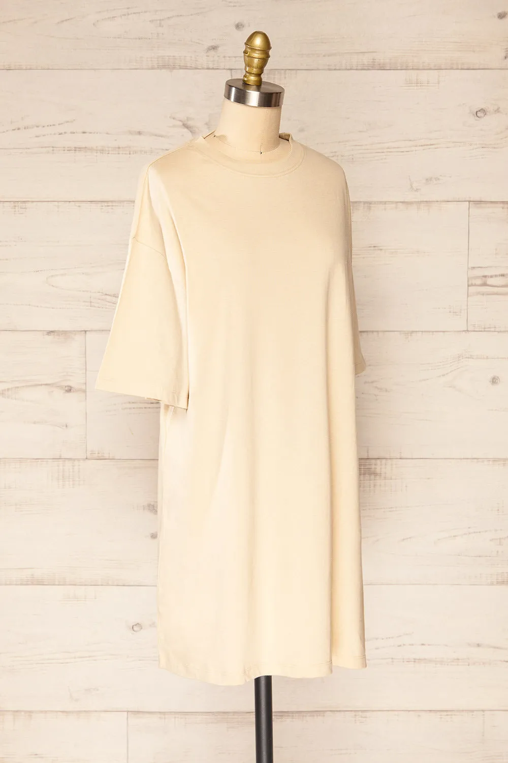 Geel Beige | Printed T-Shirt Dress