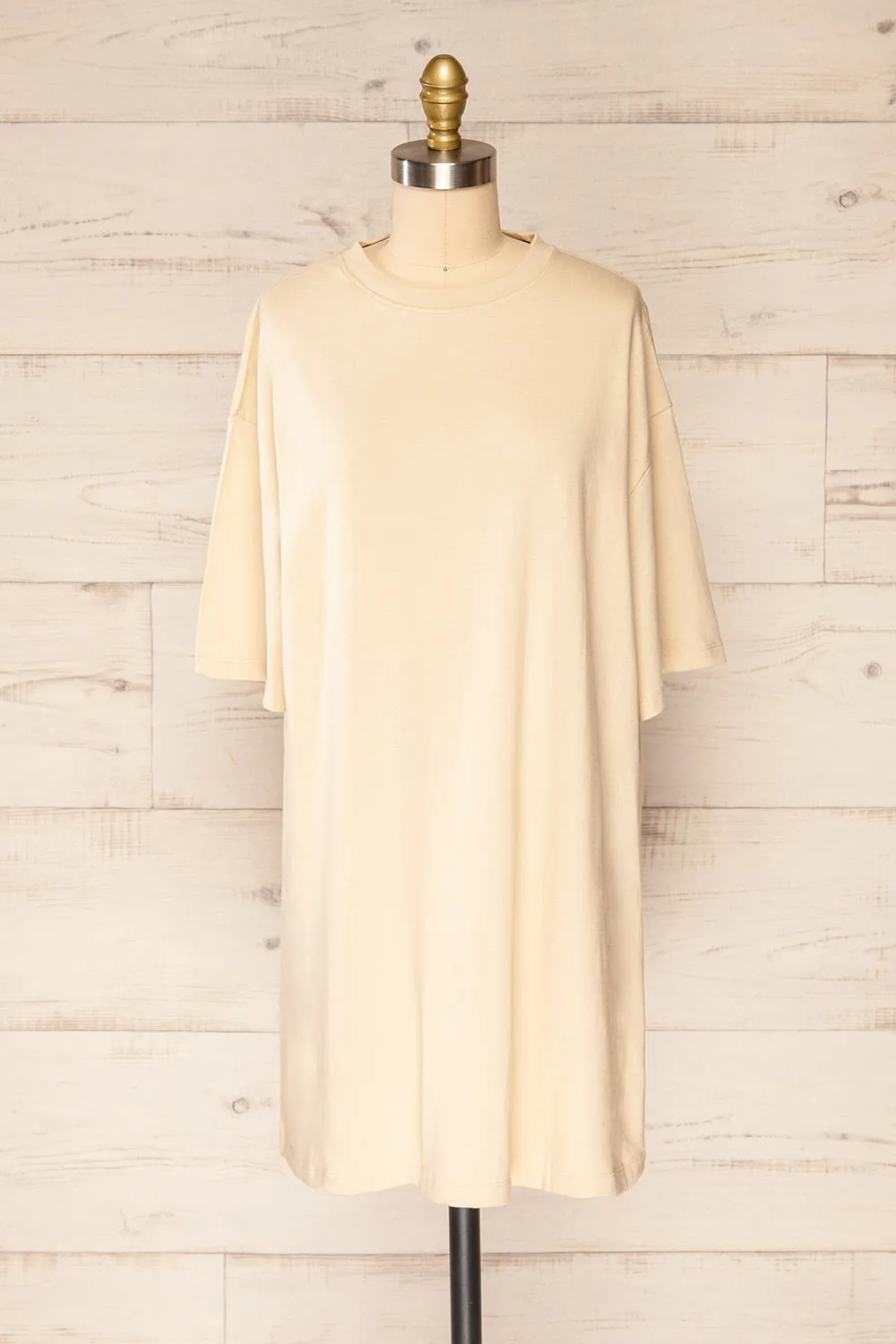 Geel Beige | Printed T-Shirt Dress
