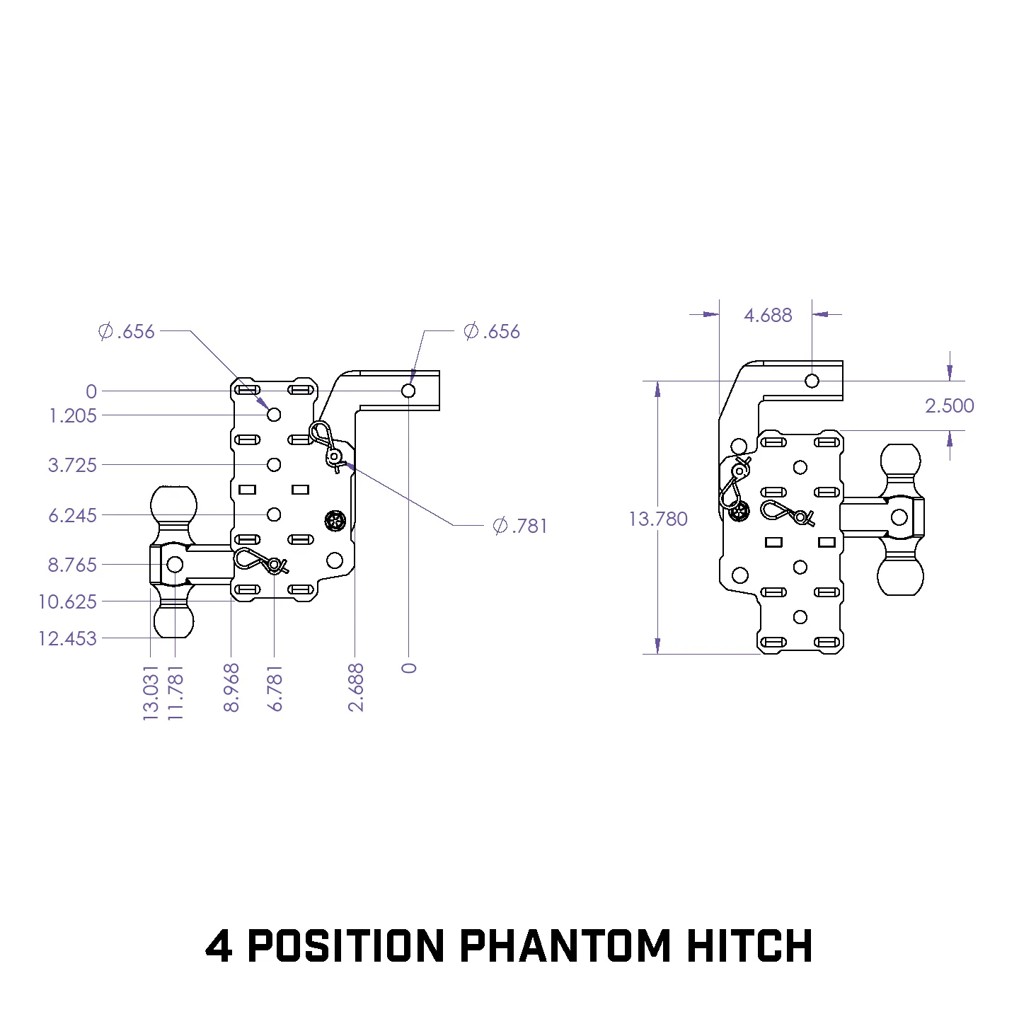 Gen-Y Hitch Phantom Flip & Tow 12K Drop Hitch (2" Shank) 6" or  9" Drop